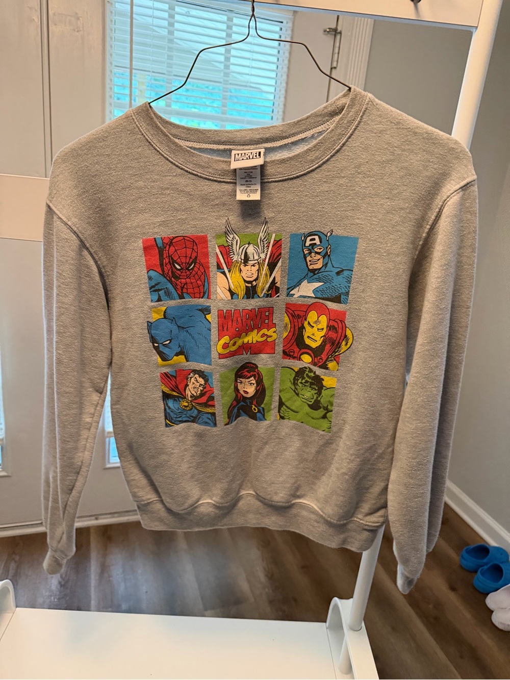 Marvel Gray Pullover with Multicolor Hero Panels